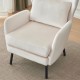 Wing Back Velvet Accent Chair, Modern Living Room Armchair Comfy Upholstered Single Sofa Chair for Bedroom Dorms Reading Reception Room with Metal Legs & Pillow, Beige