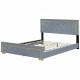 Queen Size Upholstered Platform Bed With Pull Point Headboard And Metal Wire Frame At The Head And Foot Of The Bed, Metal Feet, Velvet, Gray