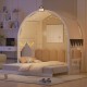 Twin Size Extended Bed With Arched Roof and Trundle, White