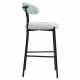 26'' Counter height bar stools Teddy fabric cover kitchen island counter bar stool with black powder coating base and footrest(Snow)