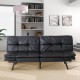 Futon Sofa Bed with Adjustable Backrests Sleeper Couch with Adjustable Armrests  Convertible Sofa Couch Bed for Small Space Apartment  Living Room Black