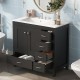 36 Inch  Black Bathroom Vanity with Ceramic Sink Combo, Abundant Storage Cabinet -2 Soft close doors and 5 drawers