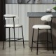 26'' Counter height bar stools Teddy fabric cover kitchen island counter bar stool with black powder coating base and footrest(Snow)