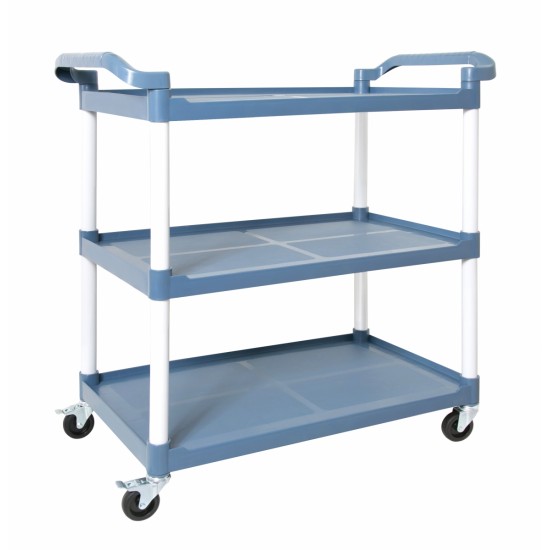 3-Tier Plastic Service Utility Cart with Wheels, Food-service Rolling Cart Heavy Duty 350lbs Capacity,Commercial Rolling for Restaurant, Household, Office, Warehouse, 40.9''L x 19.6''W x 41.3''H