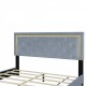 Queen Size Upholstered Platform Bed With Pull Point Headboard And Metal Wire Frame At The Head And Foot Of The Bed, Metal Feet, Velvet, Gray