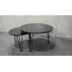 27.56'' Round Nesting Coffee Table Set of 2, Circular Nesting End Table Set, Round Marble Tabletop, and Sturdy Metal Base for Living Room, bedroom, Black