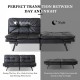 Futon Sofa Bed with Adjustable Backrests Sleeper Couch with Adjustable Armrests  Convertible Sofa Couch Bed for Small Space Apartment  Living Room Black