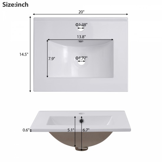 [Viedo] 20 Inch Modern Small Bathroom Vanity Cabinet With Ceramic Basin- 20*15.5*33.3 Inches,Ample Storage,1 Soft Close Door