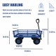 3 cu. ft. 300 lbs. Capacity Removable Sides Metal Steel Mesh Heavy Duty Utility Wagon Outdoor Garden Cart in Blue