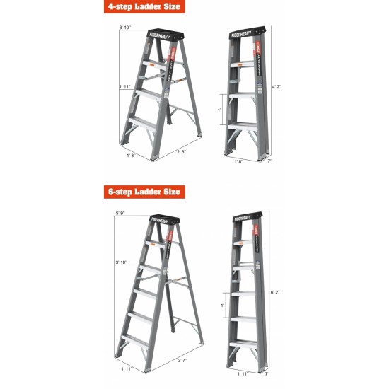 6 Fibreglass Step Ladder Series 250lbs