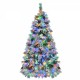 6FT Pre-Lit Spruce Snow Flocked Christmas Tree with Pine Cones, Artificial Xmas Tree with 403 Branch Tips,Mixed PE & PVC Branches, 250 Multi-Color LED Lights, 11 Flashing Modes, Holiday Décor