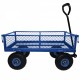 3 cu. ft. 300 lbs. Capacity Removable Sides Metal Steel Mesh Heavy Duty Utility Wagon Outdoor Garden Cart in Blue