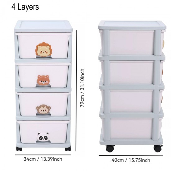 Drawer Storage Rack - 4 drawers - 4 layer, Flexible Mobility With Wheels,Wardrobe Storage Organization, Books, Toys, Miscellaneous Storage Rack Suitable For Study, Bedroom, Living Room, Dormitory, Etc