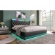 Queen size Upholstered bed, 360 surround LED function, Buttons/Apps/Remote Control, hydraulic storage bed with USB Type-C charging, Black,PU (Without mattress)