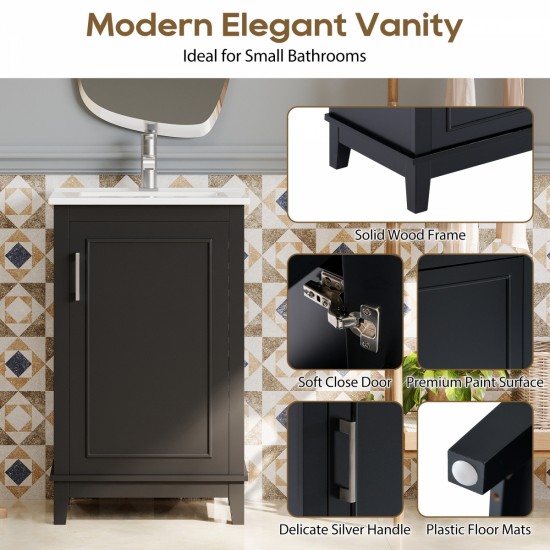 [Viedo] 20 Inch Modern Small Bathroom Vanity Cabinet With Ceramic Basin- 20*15.5*33.3 Inches,Ample Storage,1 Soft Close Door