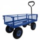 3 cu. ft. 300 lbs. Capacity Removable Sides Metal Steel Mesh Heavy Duty Utility Wagon Outdoor Garden Cart in Blue