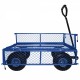 3 cu. ft. 300 lbs. Capacity Removable Sides Metal Steel Mesh Heavy Duty Utility Wagon Outdoor Garden Cart in Blue