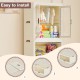 Portable Wardrobe Closet Storage Organizer for Clothes,Clothes Dresser, Magnetic Doors with 4 Cubes &  Hanging Rod,10 pcs hangers , Baby Wardrobe Storage Cabinet,White