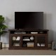 Modern TV Stand Media Stand Modern Entertainment Console for TV Up to 65 Inch  with Glass Door Open and Closed Storage Space, Brown, 60 Inch W*15.75 Inch D*29 Inch H