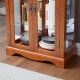 Lighted Glass Curio Display Cabinet,Display Cabinet,Glass Storage Cabinet Glass Wine cabinet Wood Frame Toy Display for Living Room, Kitchen, Pantry light bulb included OAK