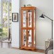 Lighted Glass Curio Display Cabinet,Display Cabinet,Glass Storage Cabinet Glass Wine cabinet Wood Frame Toy Display for Living Room, Kitchen, Pantry light bulb included OAK