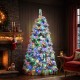 6FT Pre-Lit Spruce Snow Flocked Christmas Tree with Pine Cones, Artificial Xmas Tree with 403 Branch Tips,Mixed PE & PVC Branches, 250 Multi-Color LED Lights, 11 Flashing Modes, Holiday Décor