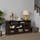 Modern TV Stand Media Stand Modern Entertainment Console for TV Up to 65 Inch  with Glass Door Open and Closed Storage Space, Brown, 60 Inch W*15.75 Inch D*29 Inch H