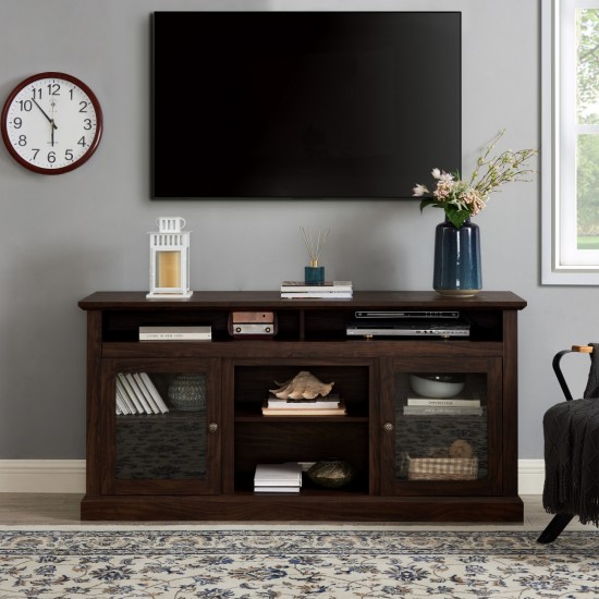 Modern TV Stand Media Stand Modern Entertainment Console for TV Up to 65 Inch  with Glass Door Open and Closed Storage Space, Brown, 60 Inch W*15.75 Inch D*29 Inch H