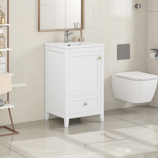 20 Inch  Bathroom Vanity with Sink, Bathroom Cabinet with Soft Closing Door, Storage Rack and A Drawer, White