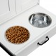 Dog Feeding Station, Dog Food Storage Cabinet with Hidden Dog Bowls, Adjustable Panel, Hooks, for Medium Sized Dogs, White