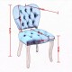 French Vintage Tufted Upholstered Fabric Dining Chair,Set of 2,Blue,SW1869BL