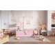 Wood Twin Size House Platform Bed with Guardrail and Drawer, Pink(Expected Arrival Time: 10.7)