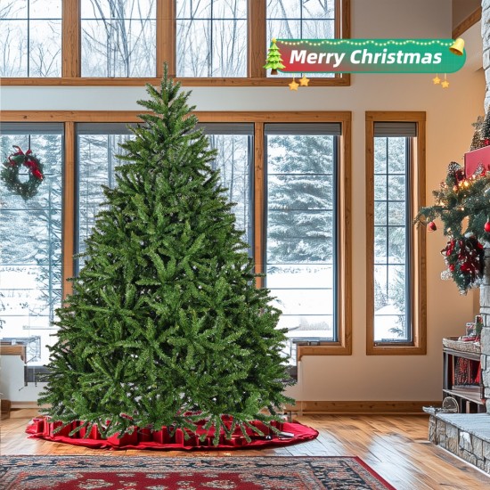 7ft Artificial Christmas Tree, Premium Unlit Hinged Spruce Full Tree with 2231 Branch Tips, Metal Stand, Hinged Structure, Easy Assembly Festival Celebration Xmas Tree for Home, Office, Party