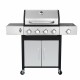 4-Burner Propane Gas BBQ Grill with Side Burner, 46790BTU Output With Enameled Cast Iron Cooking Grids For Outdoor Barbecue, Stainless Steel