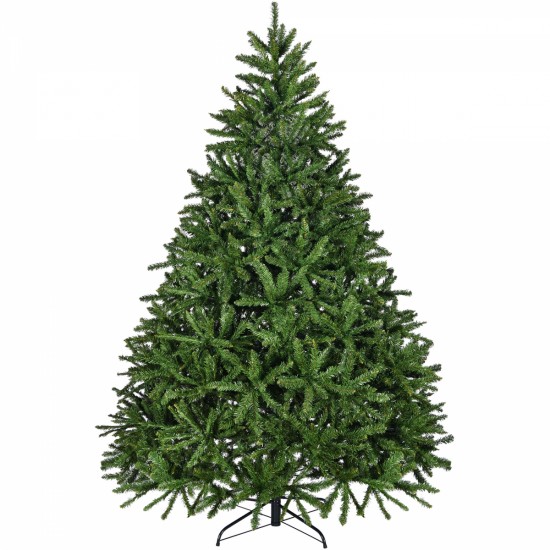 7ft Artificial Christmas Tree, Premium Unlit Hinged Spruce Full Tree with 2231 Branch Tips, Metal Stand, Hinged Structure, Easy Assembly Festival Celebration Xmas Tree for Home, Office, Party