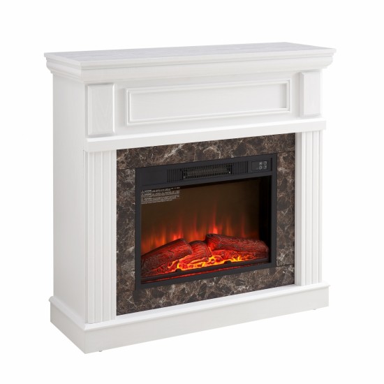 Electric Fireplace with Mantel,fireplace mantel surround with 23 Inch  Fireplace Insert, Adjustable Flame, Remote Control-White,41.34 Inch W*14 Inch D*40 Inch H