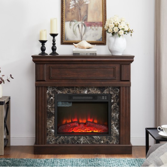 Electric Fireplace with Mantel,fireplace mantel surround with 23 Inch  Fireplace Insert, Adjustable Flame, Remote Control, Cherry,41.34 Inch W*14 Inch D*40 Inch H