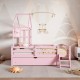 Wood Twin Size House Platform Bed with Guardrail and Drawer, Pink(Expected Arrival Time: 10.7)