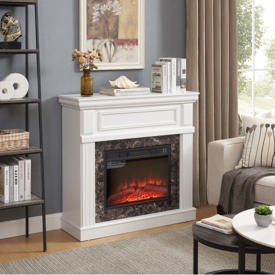 Electric Fireplace with Mantel,fireplace mantel surround with 23 Inch  Fireplace Insert, Adjustable Flame, Remote Control-White,41.34 Inch W*14 Inch D*40 Inch H