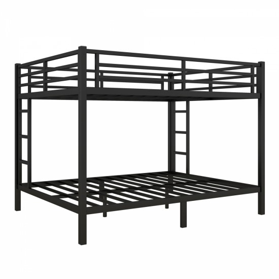 Metal Queen over Queen Bunk Bed for Teens and Adults,Space-Saving/Noise Reduced/No Box Spring Needed, Black