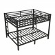 Metal Queen over Queen Bunk Bed for Teens and Adults,Space-Saving/Noise Reduced/No Box Spring Needed, Black