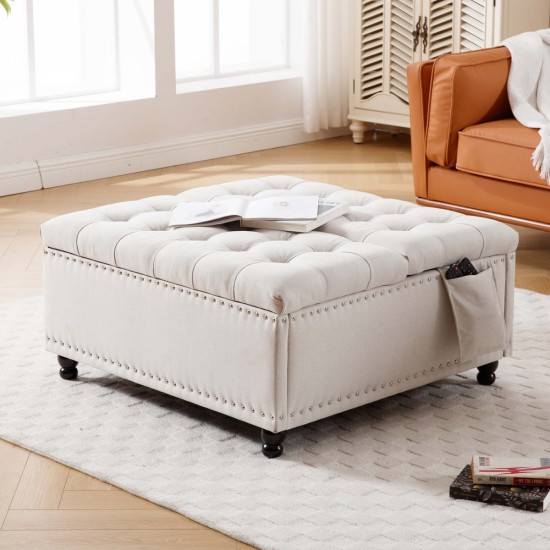 Storage Ottoman Bench Ivory