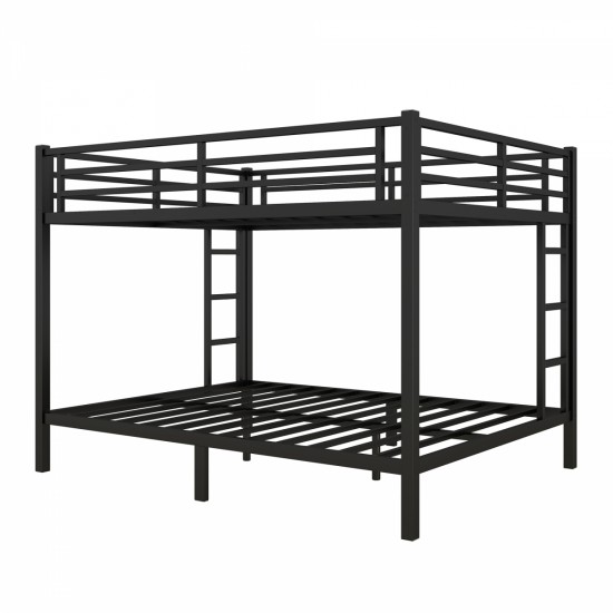 Metal Queen over Queen Bunk Bed for Teens and Adults,Space-Saving/Noise Reduced/No Box Spring Needed, Black