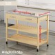 Stainless Steel Countertop Solid Wood Kitchen Cart with Storage Drawers and Shelves, Rotatable Kitchen Island with Steel Table Top and Tower Rack, Rolling Utility Trolley Cart for Kitchen and Dining