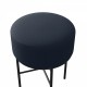 2 pcs Round Cushioned Vanity Stool, Linen Upholstered Vanity Stool for Makeup Room, Modern Soft Stool for Bar and Dining, Ottoman Footrest Stool with Metal Legs for Living Room, Bedroom(Black)