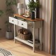 Farmhouse Style Console Table with 2 Drawer and Bottom Storage Shelf for Entryway, Rustic Side Table with Storage Drawer and Shelf for Living room, Hallway