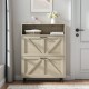 Farmhouse Shoe Storage Cabinet with Barn Door Design, Shoe Organizer with 2 Flip Drawers, Freestanding Narrow Shoe Rack Cabinet with Open Storage for Entryway,Foyer,Hallway,(Natural)