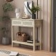 Boho Style Console Table with 2 Rattan Drawer and Bottom Storage Shelf for Entryway, Minimalist Side Table with Rattan Storage Drawer and Shelf for Living room, Hallway