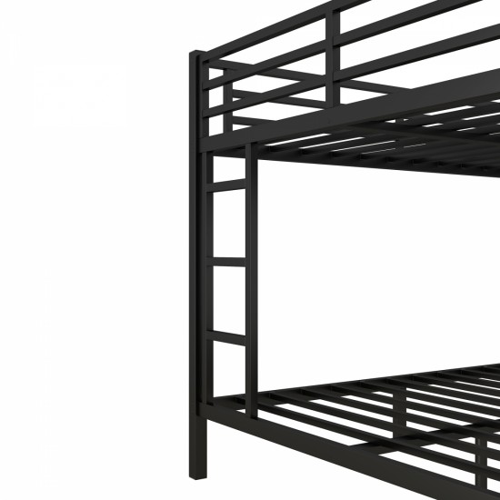 Metal Queen over Queen Bunk Bed for Teens and Adults,Space-Saving/Noise Reduced/No Box Spring Needed, Black