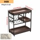 3 Tier Industrial Rolling Serving Cart with Lockable Wheels, Wine Rack Cart with Glass Holder for Indoor and Outdoor, Beverage Trolley cart with 2 Removable Tray,